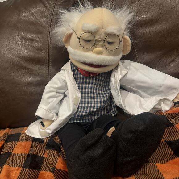 Dr I N Stein Puppet Hand Puppet 26” Ventriloquist With Glasses Magnifying Glass - Picture 6 of 7